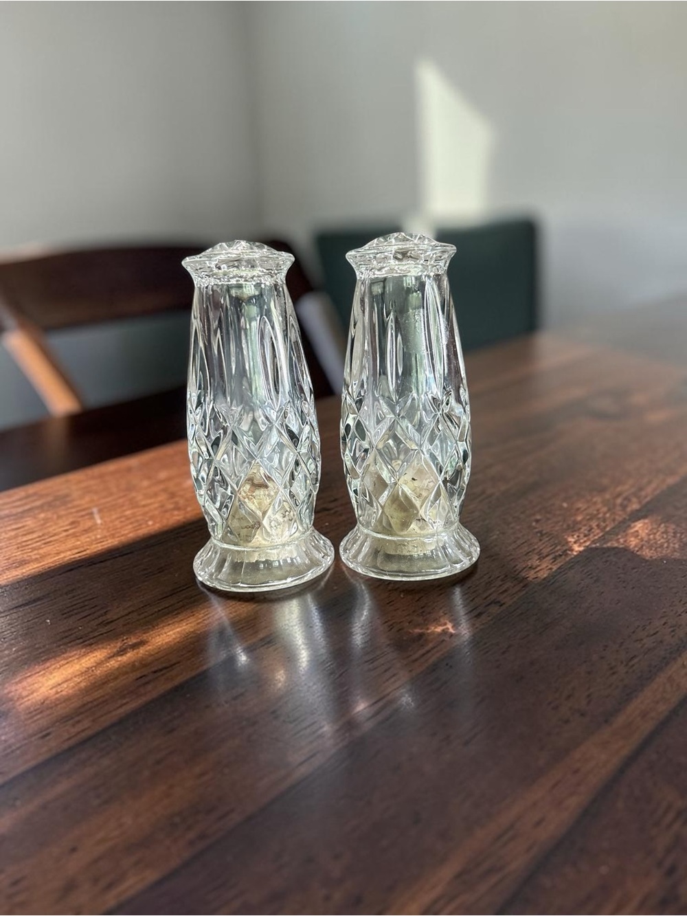 Gorham Crystal King Edward Pattern Lead Crystal Salt and Pepper Shakers